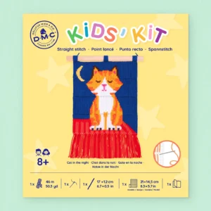 Kit broderie au point lancé pour enfants – Chat dans la nuit